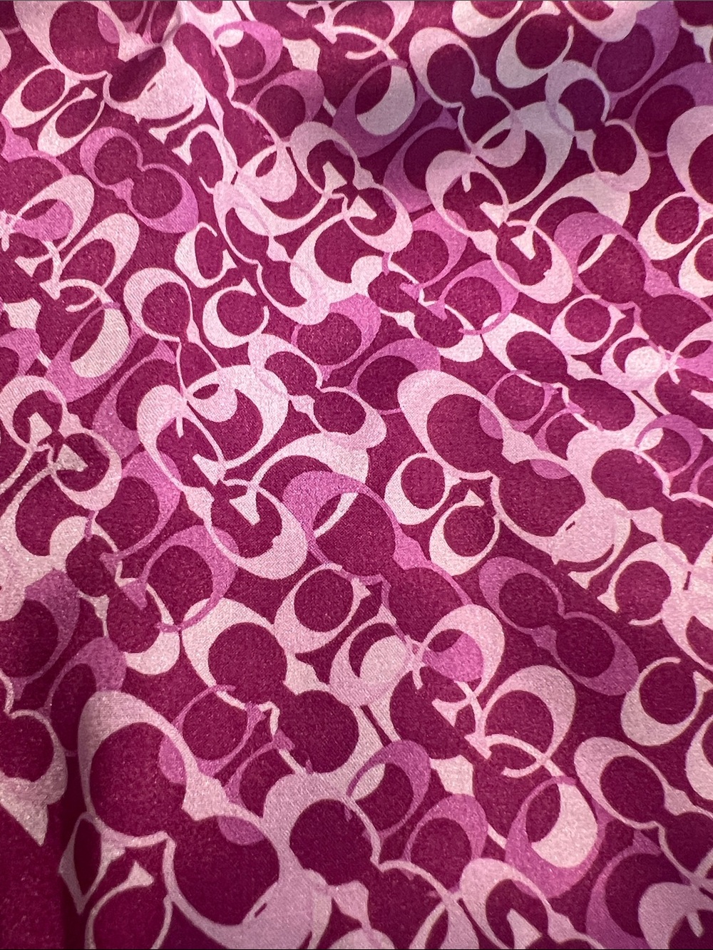 NWT COACH Pink Logo-Print Silk Scarf with Striped Border. 100% silk - Picture 4 of 7